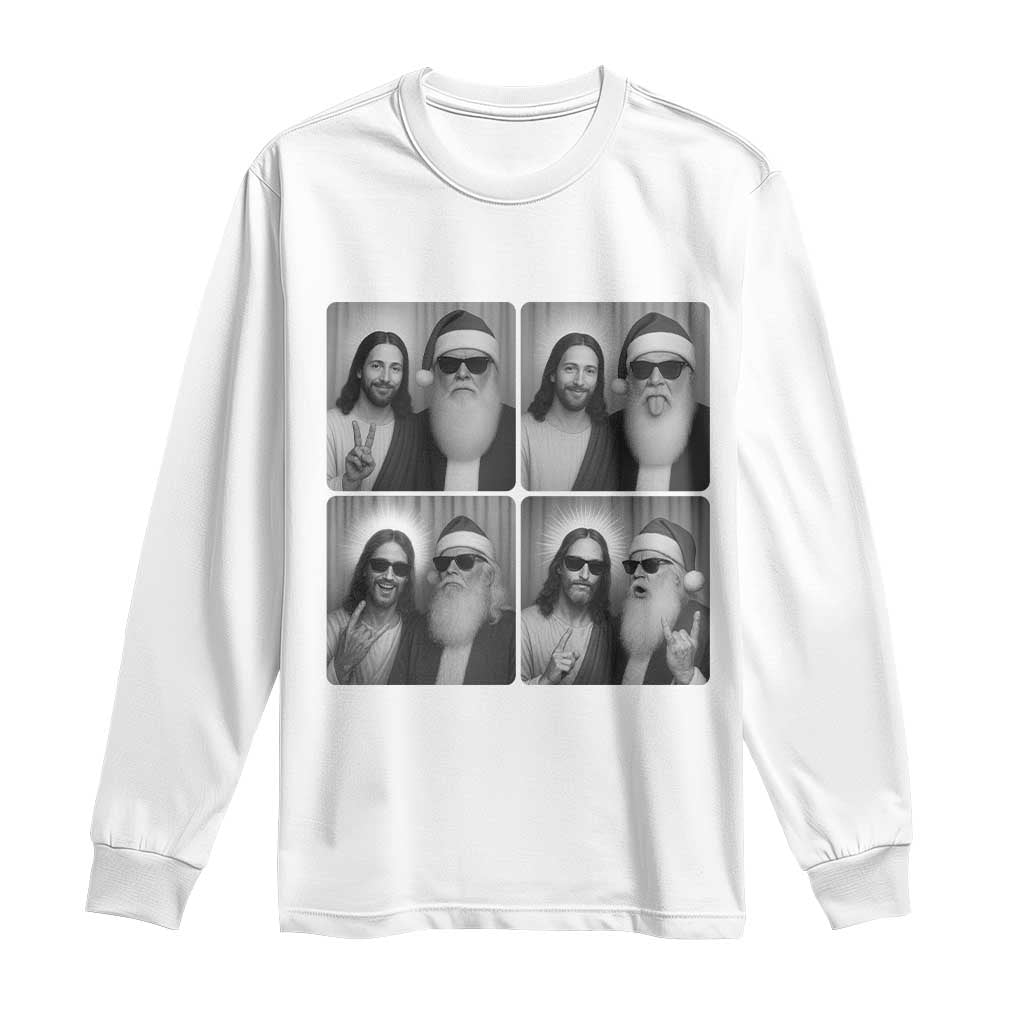 Funny Bigfoot Photobooth Christmas Long Sleeve Shirt Sasquatch Jesus Christian Xmas TS14 White Print Your Wear