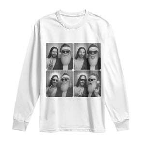 Funny Bigfoot Photobooth Christmas Long Sleeve Shirt Sasquatch Jesus Christian Xmas TS14 White Print Your Wear