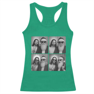 Funny Bigfoot Photobooth Christmas Racerback Tank Top Sasquatch Jesus Christian Xmas - Print Your Wear
