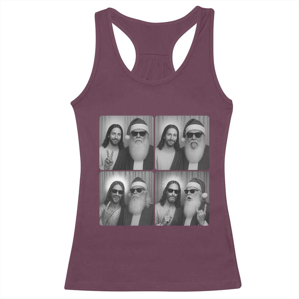 Funny Bigfoot Photobooth Christmas Racerback Tank Top Sasquatch Jesus Christian Xmas TS14 Maroon Print Your Wear