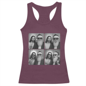 Funny Bigfoot Photobooth Christmas Racerback Tank Top Sasquatch Jesus Christian Xmas - Print Your Wear
