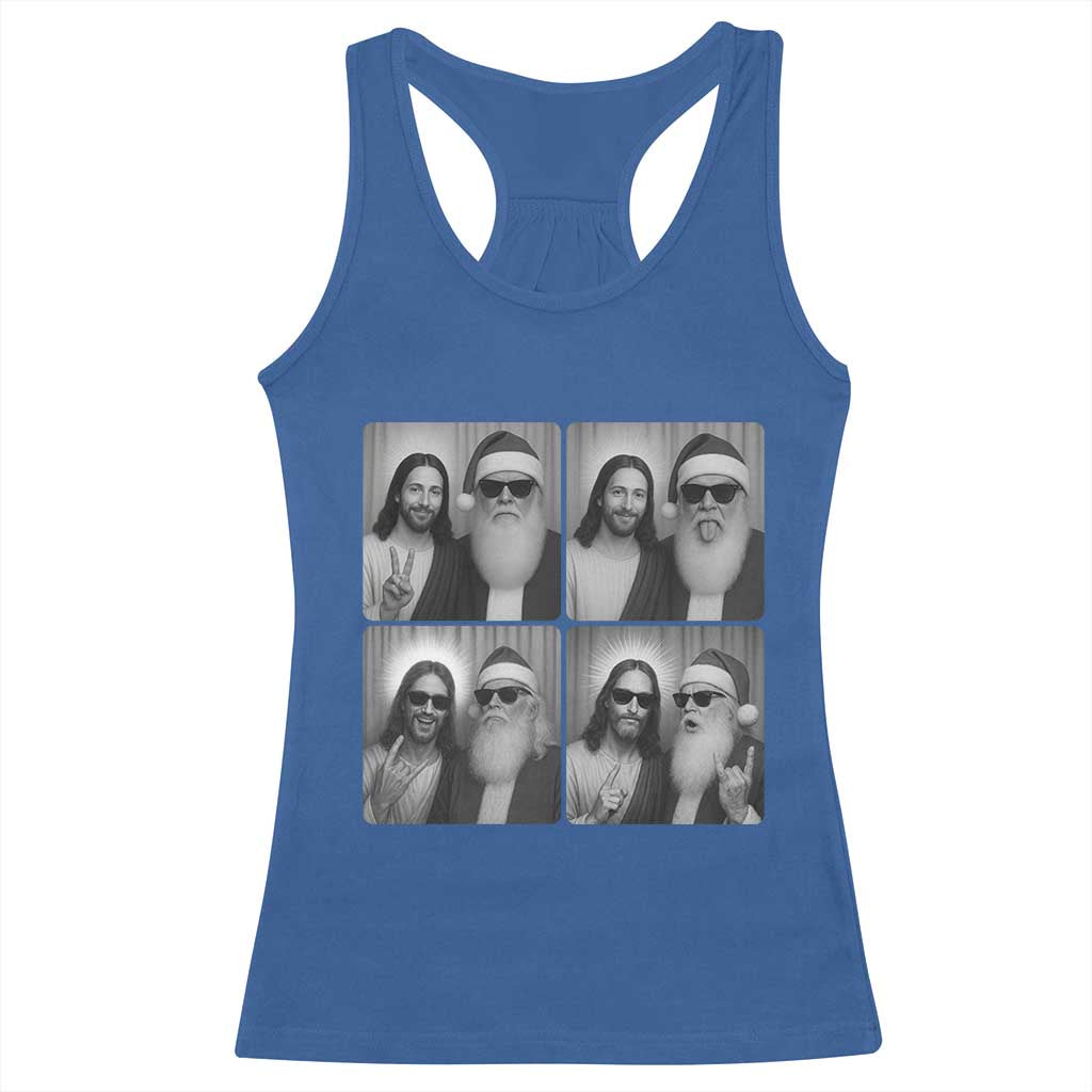 Funny Bigfoot Photobooth Christmas Racerback Tank Top Sasquatch Jesus Christian Xmas TS14 Royal Blue Print Your Wear