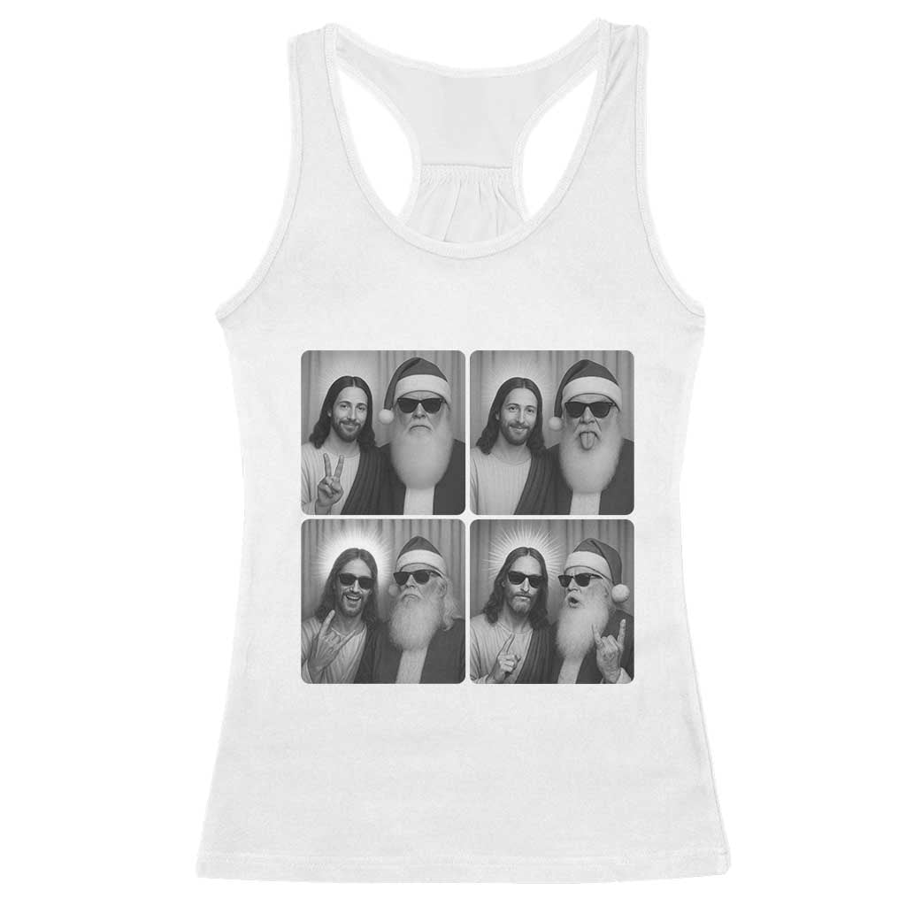Funny Bigfoot Photobooth Christmas Racerback Tank Top Sasquatch Jesus Christian Xmas TS14 White Print Your Wear