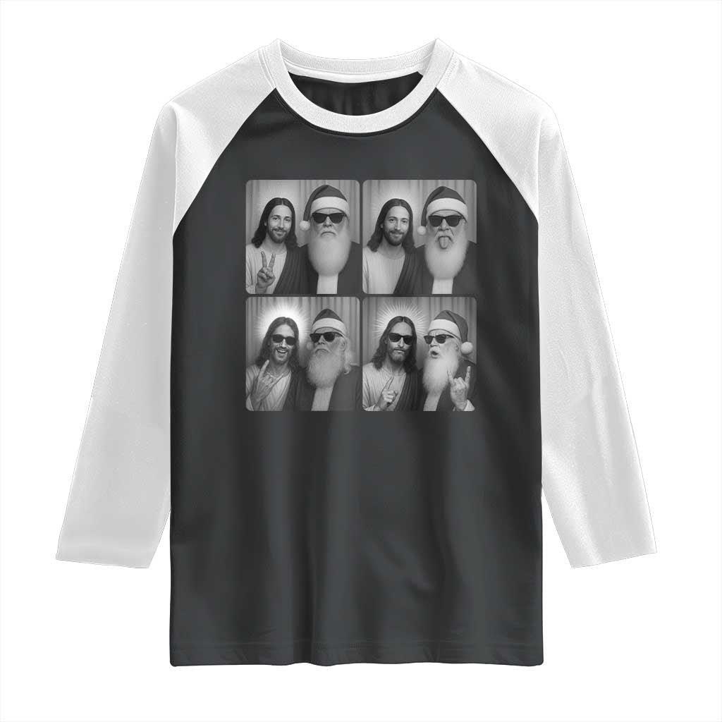 Funny Bigfoot Photobooth Christmas Raglan Shirt Sasquatch Jesus Christian Xmas TS14 Black White Print Your Wear
