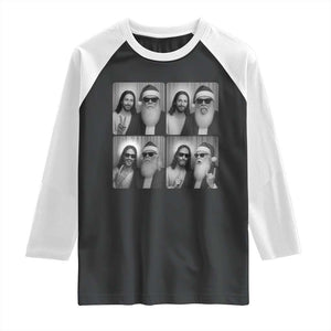 Funny Bigfoot Photobooth Christmas Raglan Shirt Sasquatch Jesus Christian Xmas - Print Your Wear
