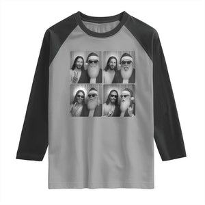 Funny Bigfoot Photobooth Christmas Raglan Shirt Sasquatch Jesus Christian Xmas - Print Your Wear