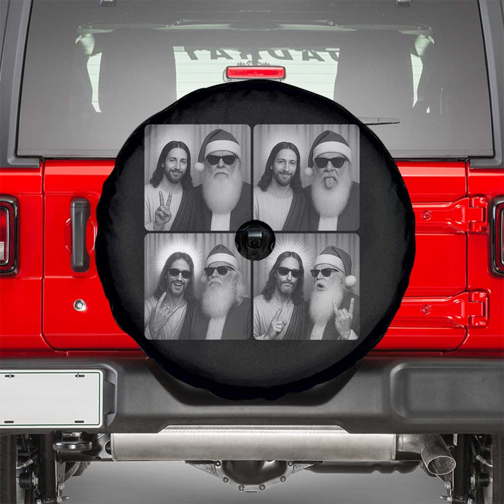 Funny Bigfoot Photobooth Christmas Spare Tire Cover Sasquatch Jesus Christian Xmas TS14 Black Print Your Wear