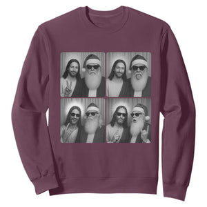 Funny Bigfoot Photobooth Christmas Sweatshirt Sasquatch Jesus Christian Xmas TS14 Maroon Print Your Wear