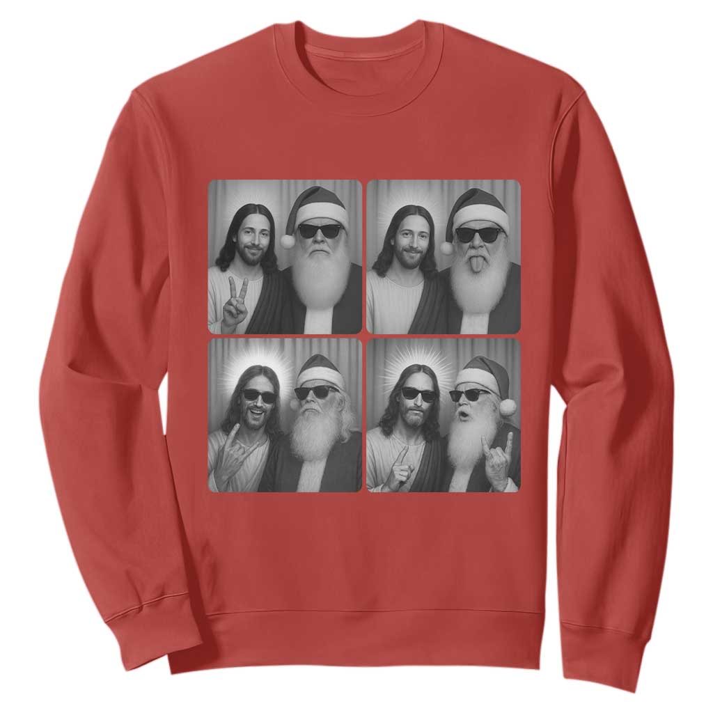 Funny Bigfoot Photobooth Christmas Sweatshirt Sasquatch Jesus Christian Xmas TS14 Red Print Your Wear
