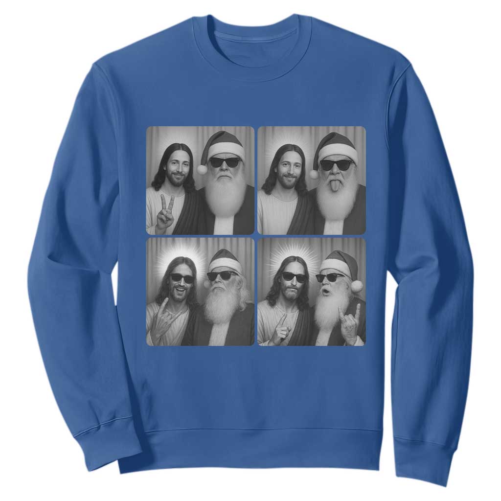 Funny Bigfoot Photobooth Christmas Sweatshirt Sasquatch Jesus Christian Xmas TS14 Royal Blue Print Your Wear