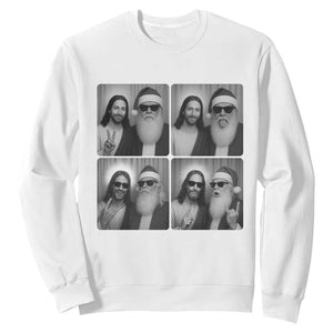 Funny Bigfoot Photobooth Christmas Sweatshirt Sasquatch Jesus Christian Xmas TS14 White Print Your Wear