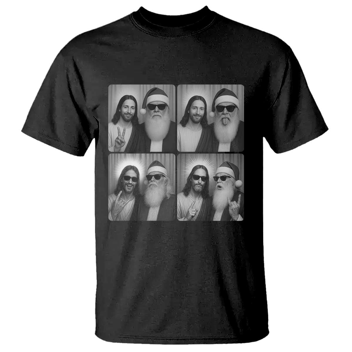 Funny Bigfoot Photobooth Christmas T Shirt Sasquatch Jesus Christian Xmas TS14 Black Print Your Wear