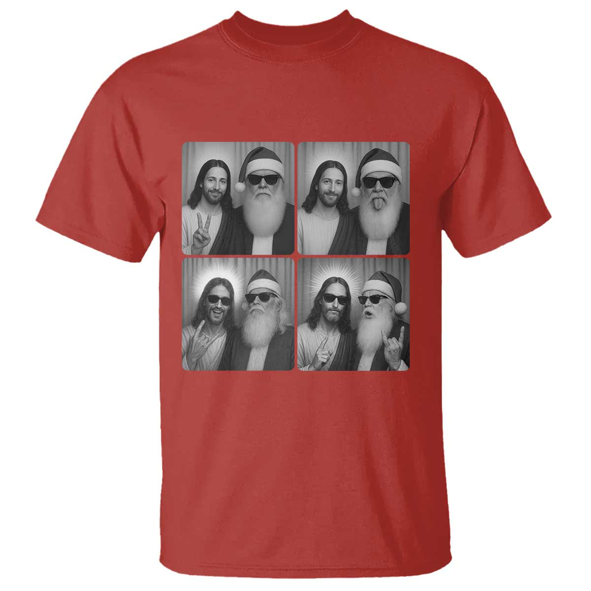 Funny Bigfoot Photobooth Christmas T Shirt Sasquatch Jesus Christian Xmas TS14 Red Print Your Wear