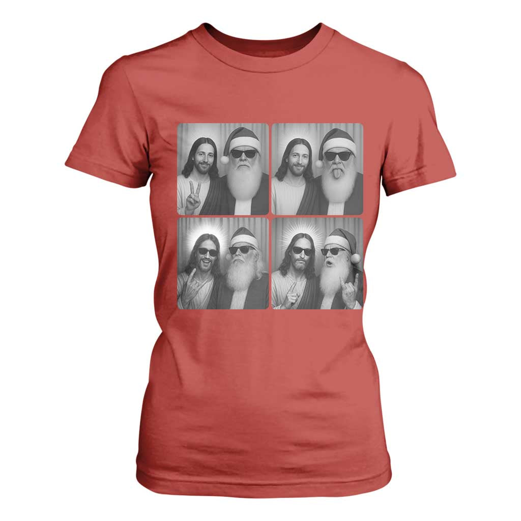 Funny Bigfoot Photobooth Christmas T Shirt For Women Sasquatch Jesus Christian Xmas TS14 Red Print Your Wear
