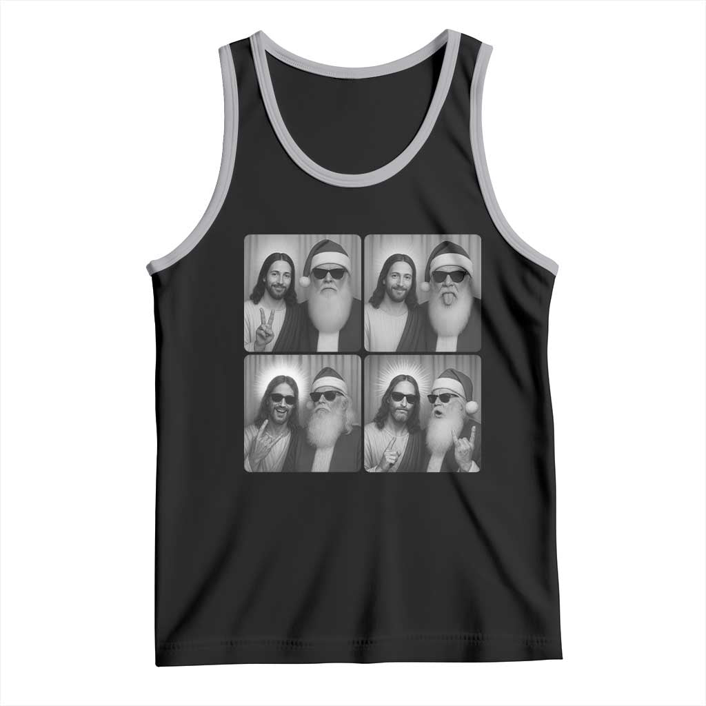 Funny Bigfoot Photobooth Christmas Tank Top Sasquatch Jesus Christian Xmas TS14 Black Athletic Heather Print Your Wear