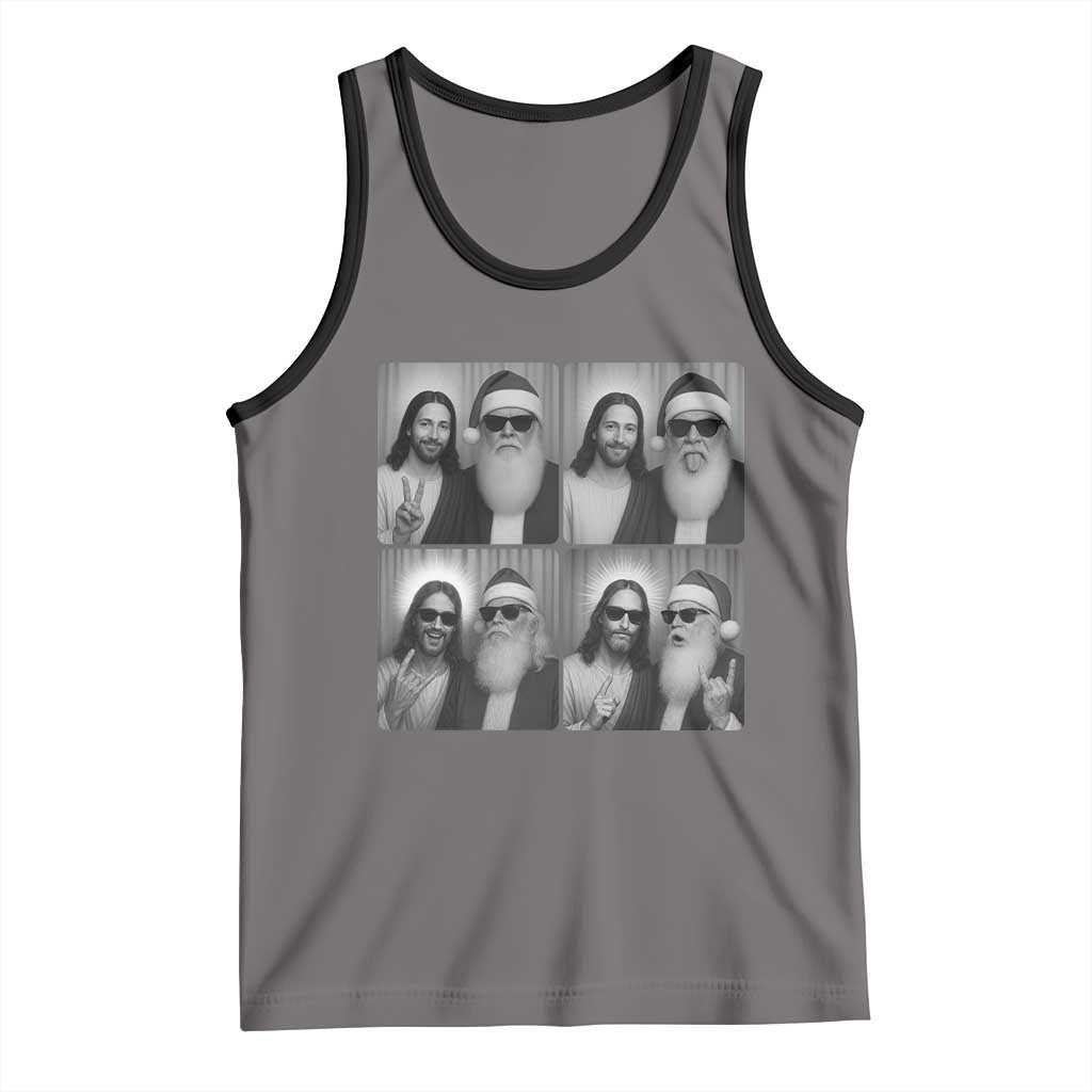 Funny Bigfoot Photobooth Christmas Tank Top Sasquatch Jesus Christian Xmas TS14 Deep Heather Black Print Your Wear