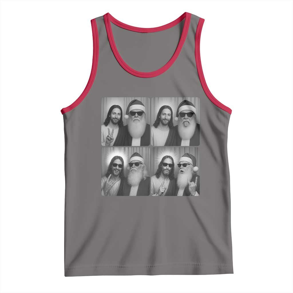 Funny Bigfoot Photobooth Christmas Tank Top Sasquatch Jesus Christian Xmas TS14 Deep Heather Red Print Your Wear