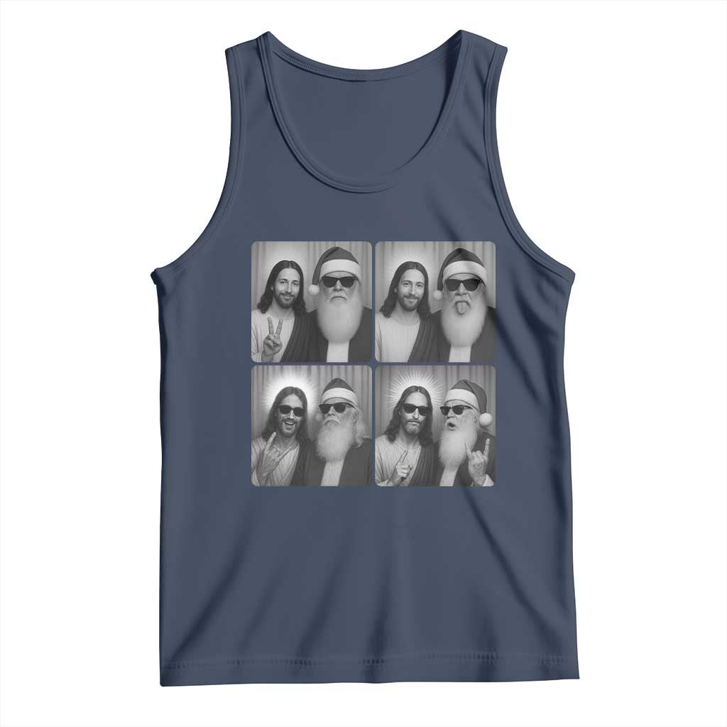 Funny Bigfoot Photobooth Christmas Tank Top Sasquatch Jesus Christian Xmas TS14 Navy Print Your Wear