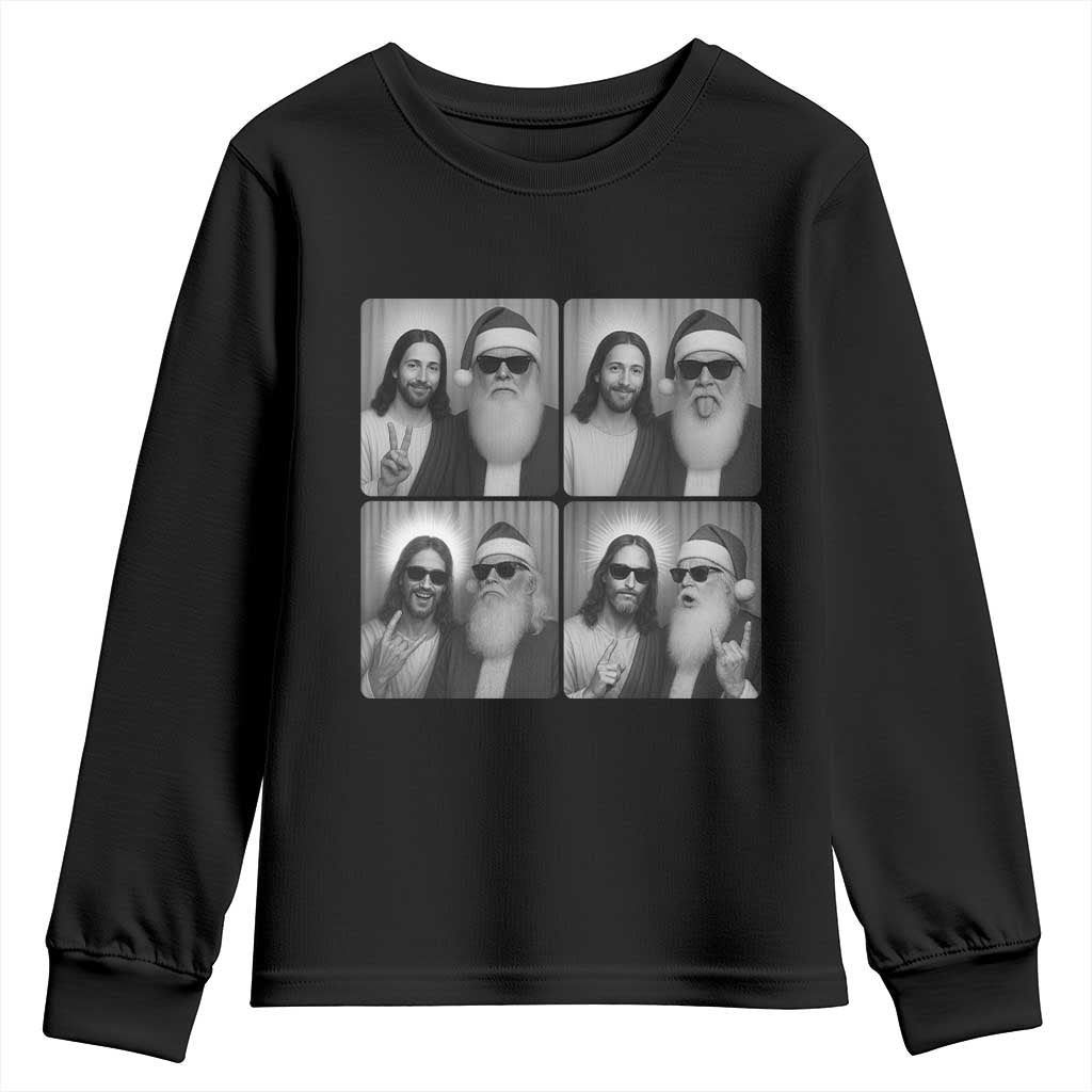 Funny Bigfoot Photobooth Christmas Youth Sweatshirt Sasquatch Jesus Christian Xmas TS14 Black Print Your Wear