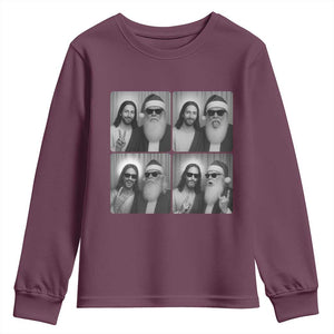 Funny Bigfoot Photobooth Christmas Youth Sweatshirt Sasquatch Jesus Christian Xmas TS14 Maroon Print Your Wear