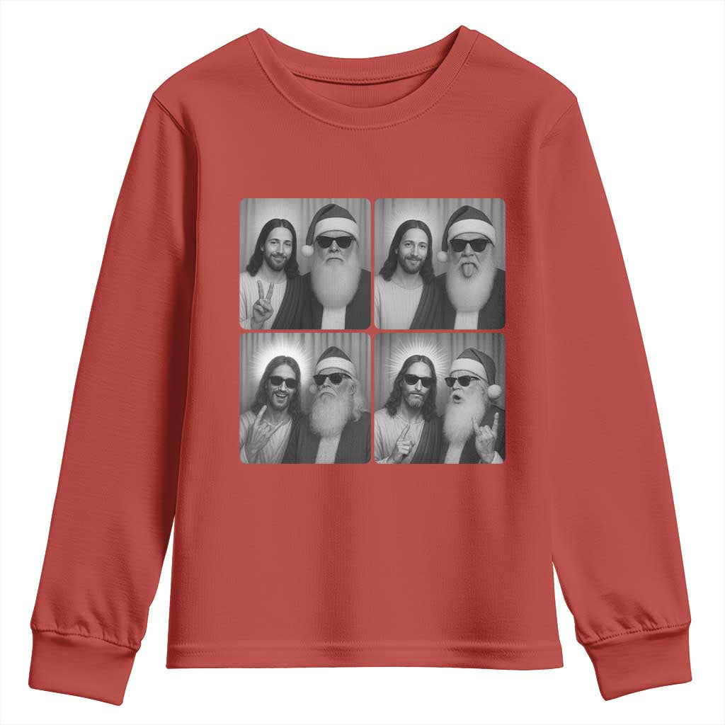Funny Bigfoot Photobooth Christmas Youth Sweatshirt Sasquatch Jesus Christian Xmas TS14 Red Print Your Wear