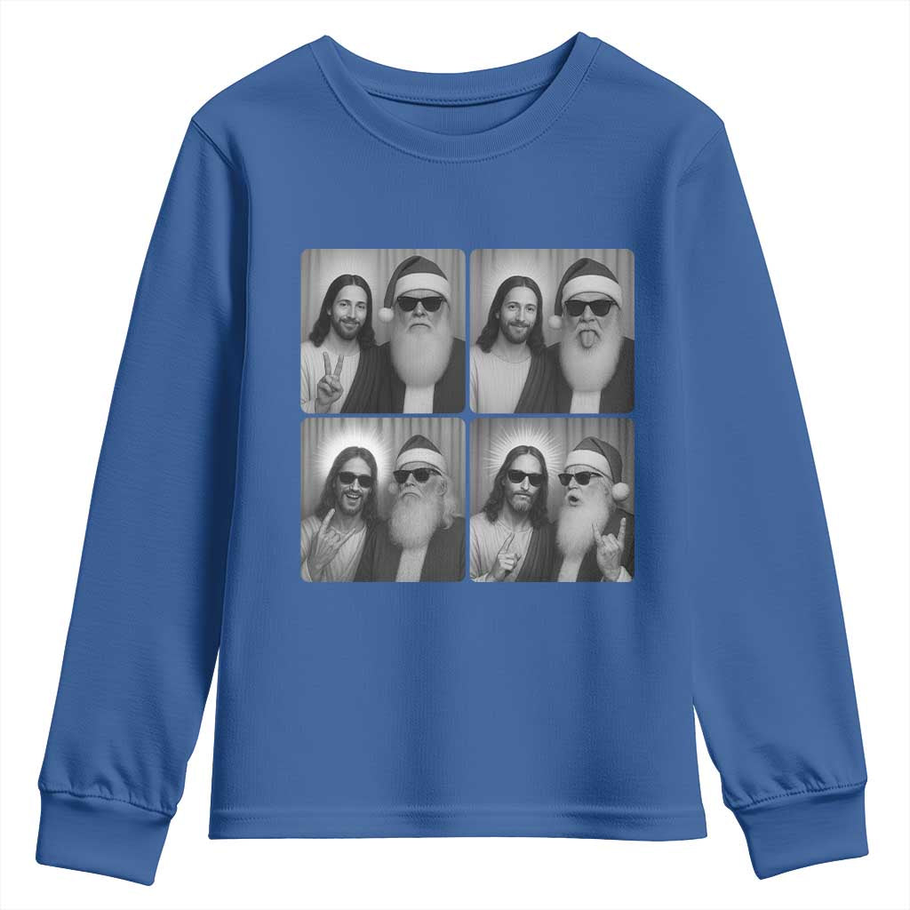 Funny Bigfoot Photobooth Christmas Youth Sweatshirt Sasquatch Jesus Christian Xmas TS14 Royal Blue Print Your Wear