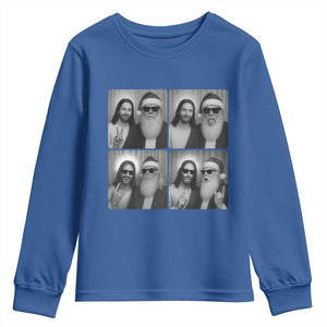 Funny Bigfoot Photobooth Christmas Youth Sweatshirt Sasquatch Jesus Christian Xmas TS14 Royal Blue Print Your Wear