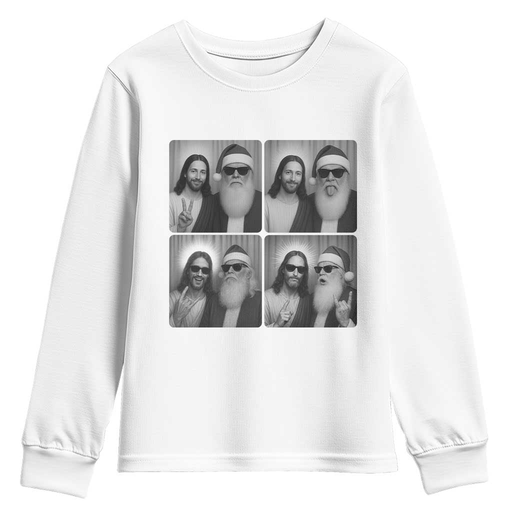 Funny Bigfoot Photobooth Christmas Youth Sweatshirt Sasquatch Jesus Christian Xmas TS14 White Print Your Wear