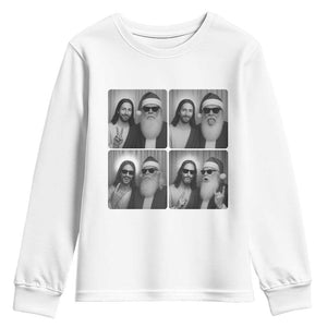 Funny Bigfoot Photobooth Christmas Youth Sweatshirt Sasquatch Jesus Christian Xmas TS14 White Print Your Wear