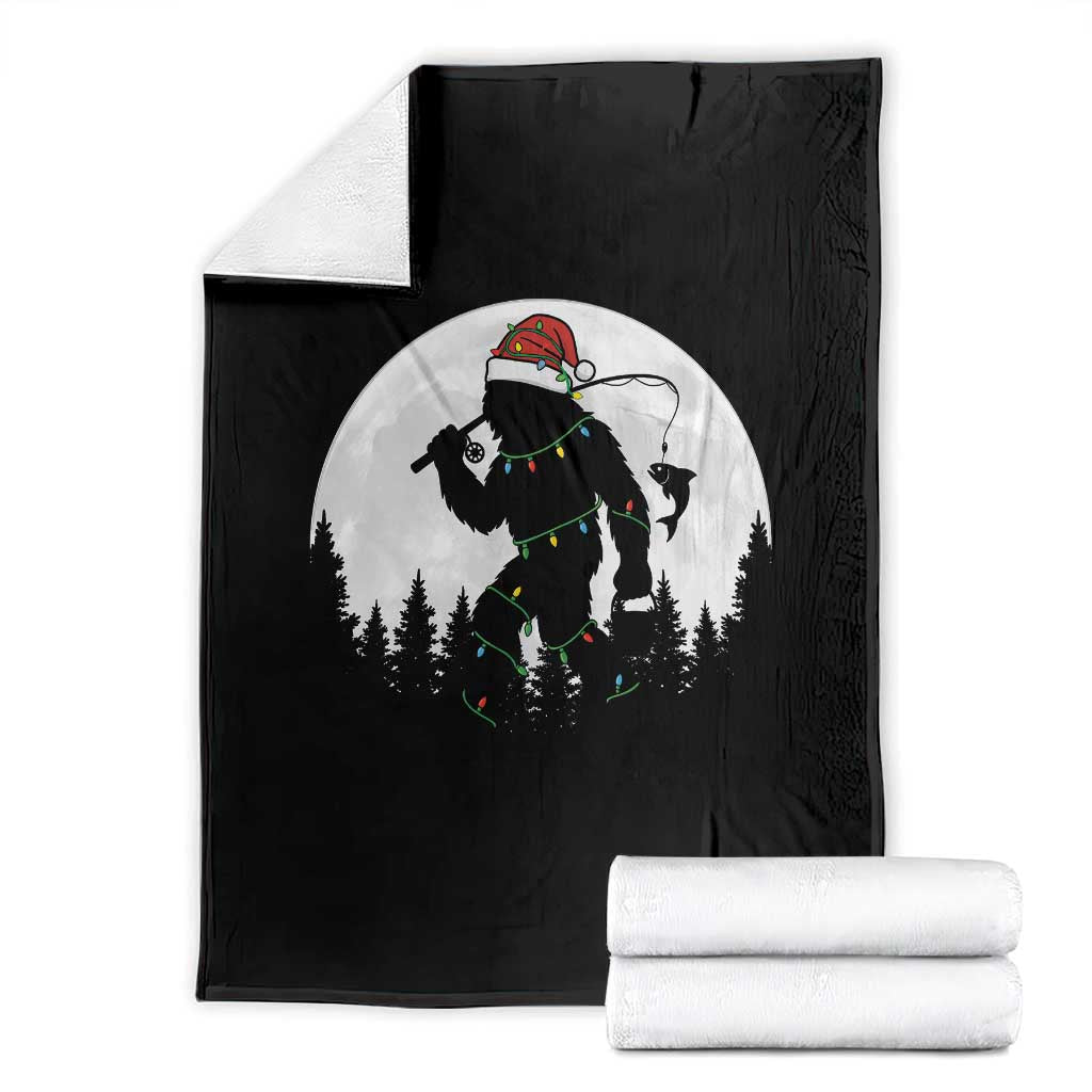 Funny Bigfoot Fishing Christmas Throw Blanket Sasquatch Moon Fisherman TS14 Black Print Your Wear