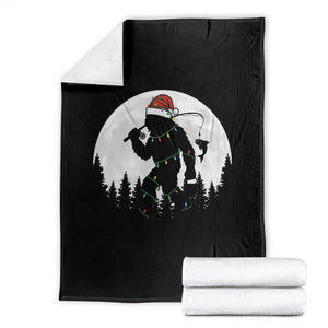Funny Bigfoot Fishing Christmas Throw Blanket Sasquatch Moon Fisherman TS14 Black Print Your Wear