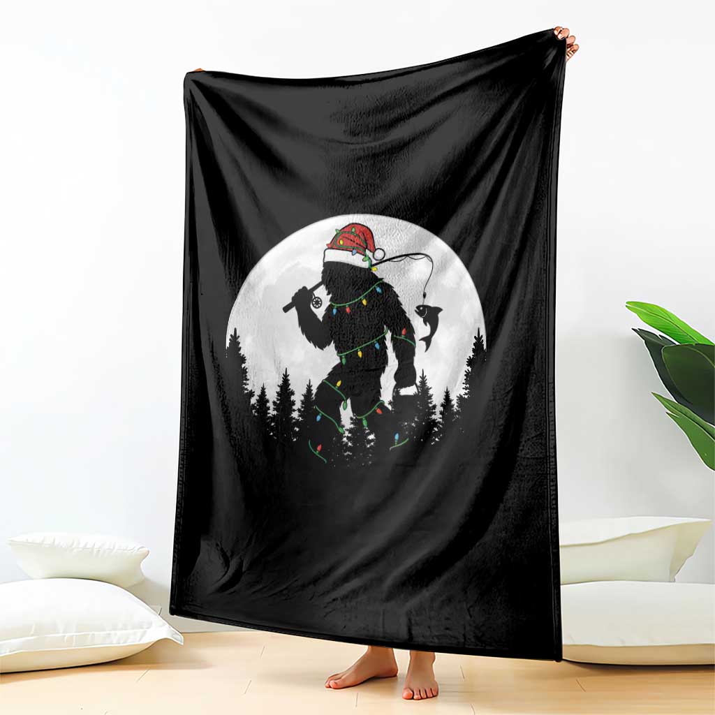 Funny Bigfoot Fishing Christmas Throw Blanket Sasquatch Moon Fisherman TS14 Print Your Wear