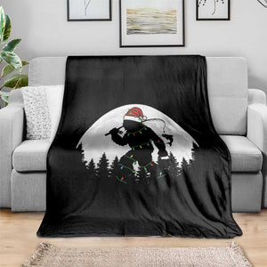Funny Bigfoot Fishing Christmas Throw Blanket Sasquatch Moon Fisherman TS14 Print Your Wear
