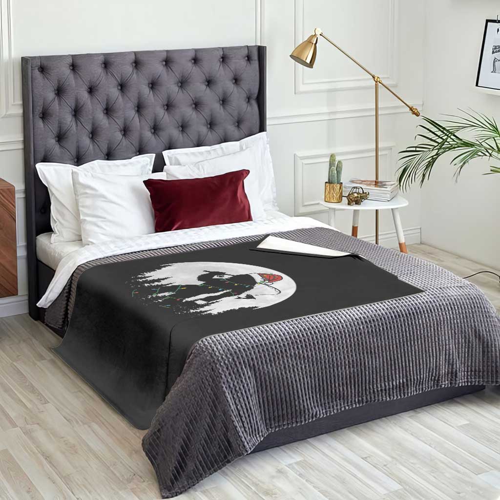 Funny Bigfoot Fishing Christmas Throw Blanket Sasquatch Moon Fisherman TS14 Print Your Wear
