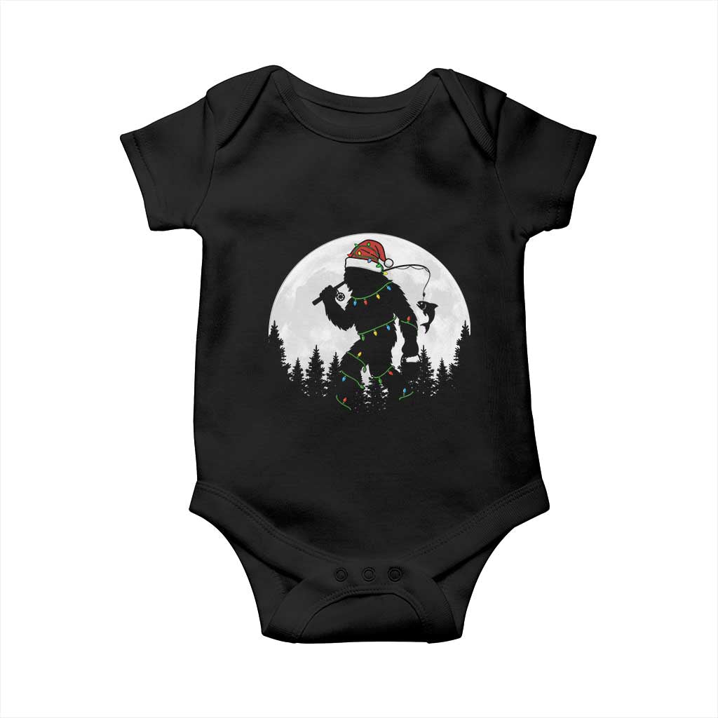 Funny Bigfoot Fishing Christmas Baby Onesie Sasquatch Moon Fisherman TS14 Black Print Your Wear