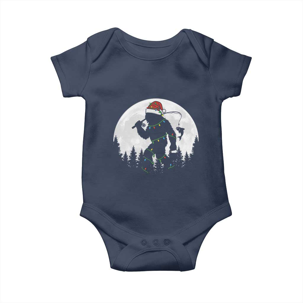 Funny Bigfoot Fishing Christmas Baby Onesie Sasquatch Moon Fisherman TS14 Navy Print Your Wear