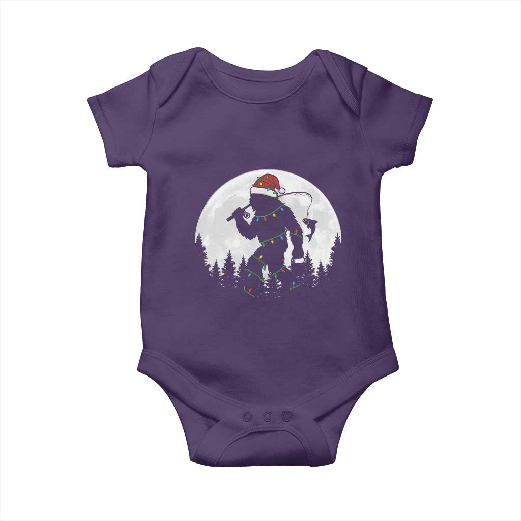 Funny Bigfoot Fishing Christmas Baby Onesie Sasquatch Moon Fisherman TS14 Purple Print Your Wear