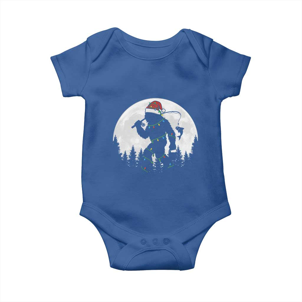 Funny Bigfoot Fishing Christmas Baby Onesie Sasquatch Moon Fisherman TS14 Royal Blue Print Your Wear