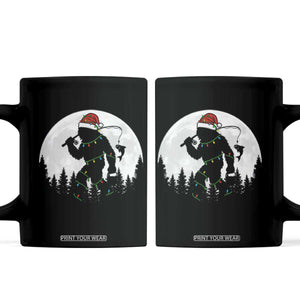 Funny Bigfoot Fishing Christmas Coffee Mug Sasquatch Moon Fisherman TS14 Black Print Your Wear