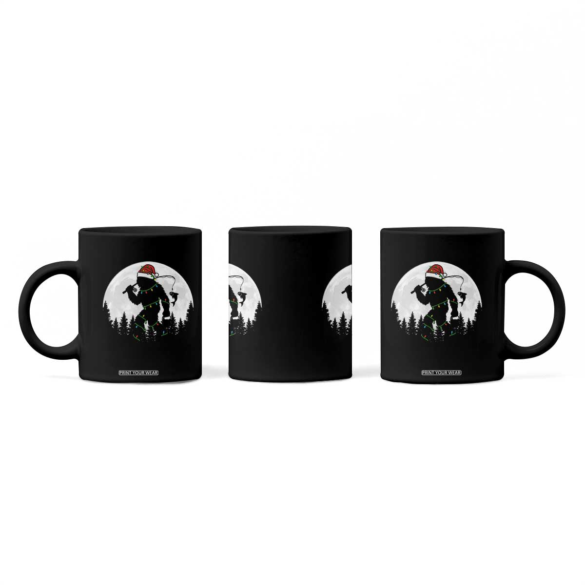 Funny Bigfoot Fishing Christmas Coffee Mug Sasquatch Moon Fisherman TS14 Print Your Wear