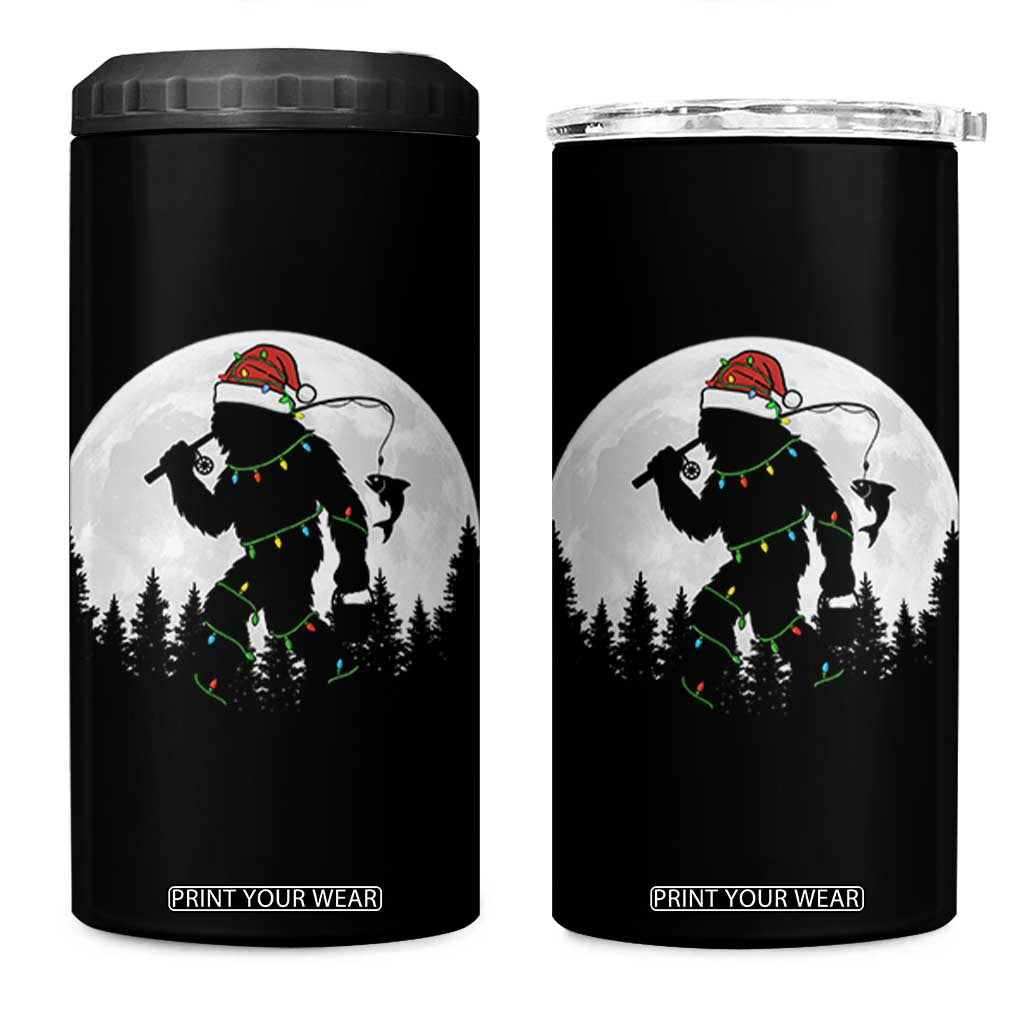Funny Bigfoot Fishing Christmas 4 in 1 Can Cooler Tumbler Sasquatch Moon Fisherman TS14 One Size: 16 oz Black Print Your Wear