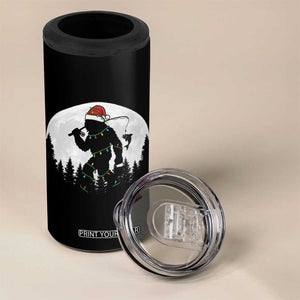 Funny Bigfoot Fishing Christmas 4 in 1 Can Cooler Tumbler Sasquatch Moon Fisherman TS14 Print Your Wear