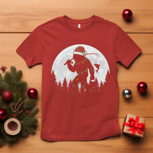 Funny Bigfoot Fishing Christmas T Shirt Sasquatch Moon Fisherman TS14 Red Print Your Wear