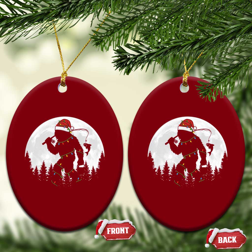 Funny Bigfoot Fishing Xmas Ceramic Ornament Sasquatch Moon Fisherman TS14 Print Your Wear