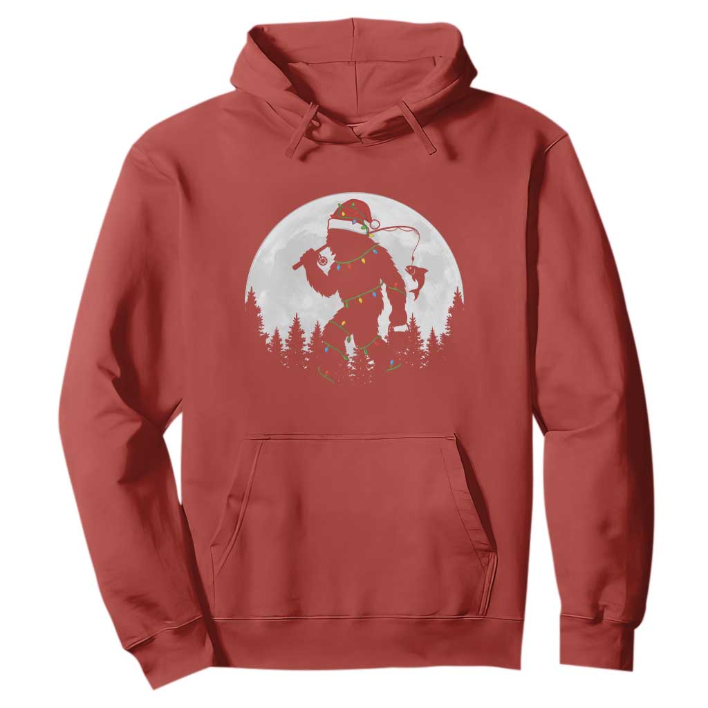 Funny Bigfoot Fishing Christmas Hoodie Sasquatch Moon Fisherman TS14 Red Print Your Wear
