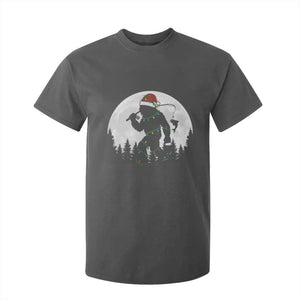 Funny Bigfoot Fishing Christmas T Shirt For Kid Sasquatch Moon Fisherman TS14 Dark Heather Print Your Wear