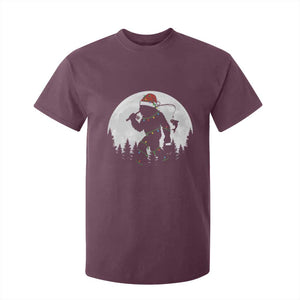 Funny Bigfoot Fishing Christmas T Shirt For Kid Sasquatch Moon Fisherman TS14 Maroon Print Your Wear