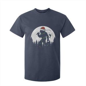 Funny Bigfoot Fishing Christmas T Shirt For Kid Sasquatch Moon Fisherman TS14 Navy Print Your Wear