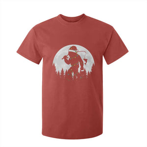Funny Bigfoot Fishing Christmas T Shirt For Kid Sasquatch Moon Fisherman TS14 Red Print Your Wear