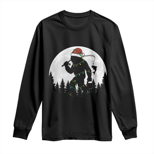 Funny Bigfoot Fishing Christmas Long Sleeve Shirt Sasquatch Moon Fisherman TS14 Black Print Your Wear